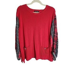 John Mark sweater womens L contrasting balloon sleeves art to wear Careerwear